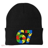 Autism 67 Puzzle 6-7 Meme Six Seven Beanie thumb 0