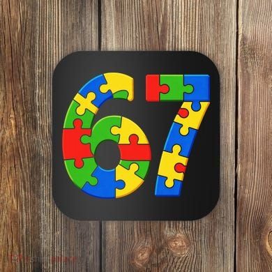 Autism 67 Puzzle 6-7 Meme Six Seven Coaster