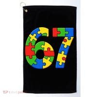 Autism 67 Puzzle 6-7 Meme Six Seven Golf Towel thumb 0