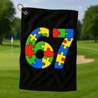 Autism 67 Puzzle 6-7 Meme Six Seven Golf Towel thumb 1