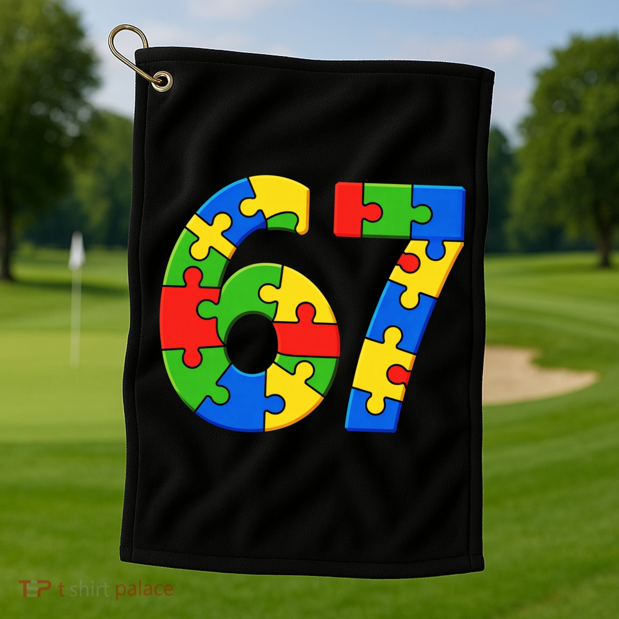 Autism 67 Puzzle 6-7 Meme Six Seven Golf Towel