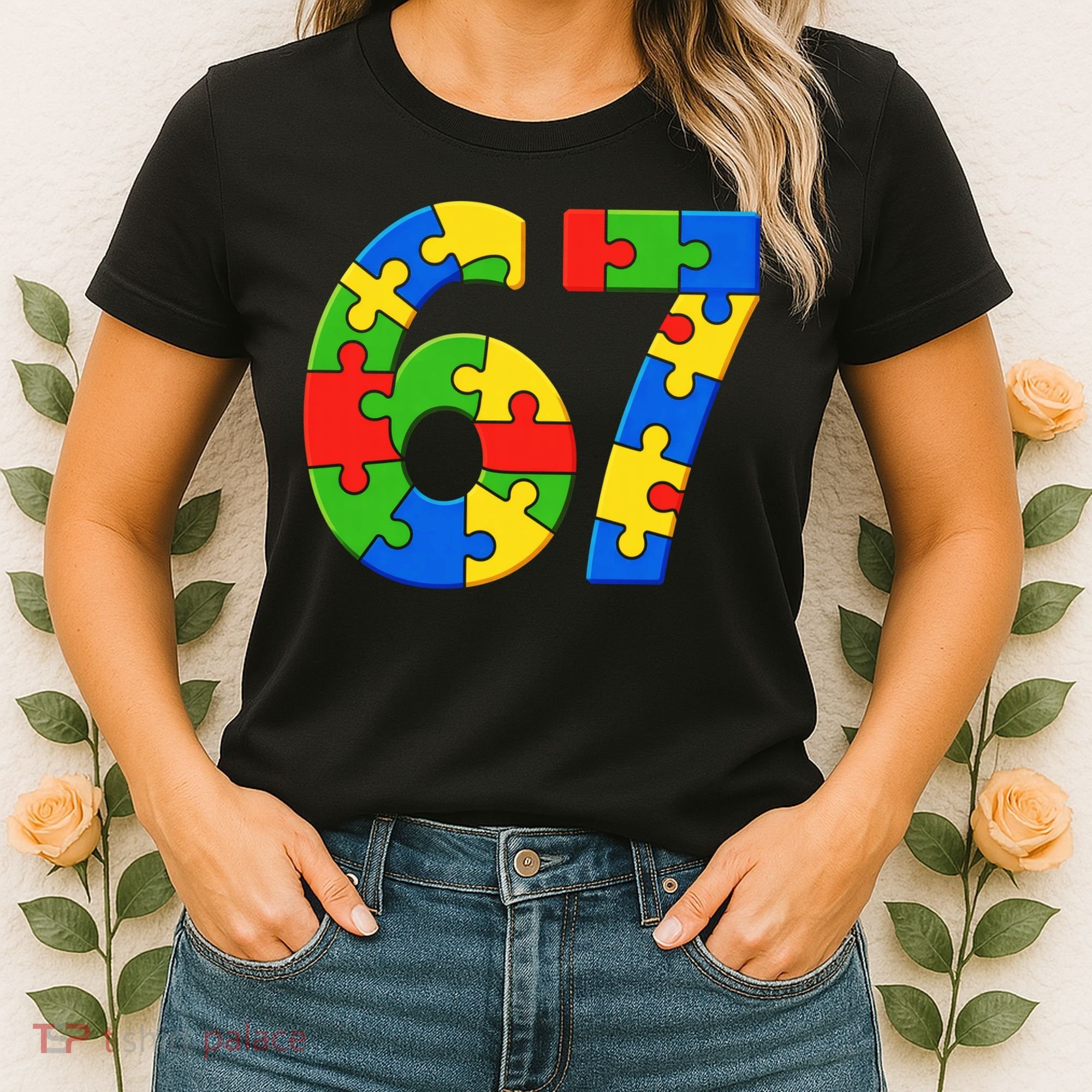 Autism 67 Puzzle 6-7 Meme Six Seven Women's T-Shirt