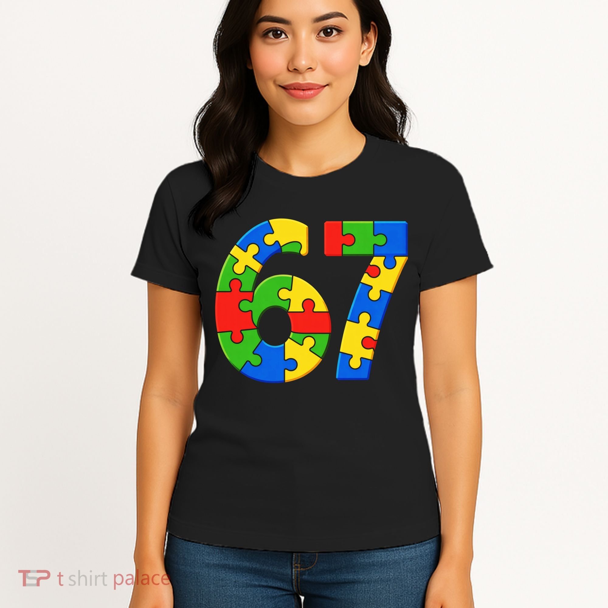 Autism 67 Puzzle 6-7 Meme Six Seven Women's T-Shirt