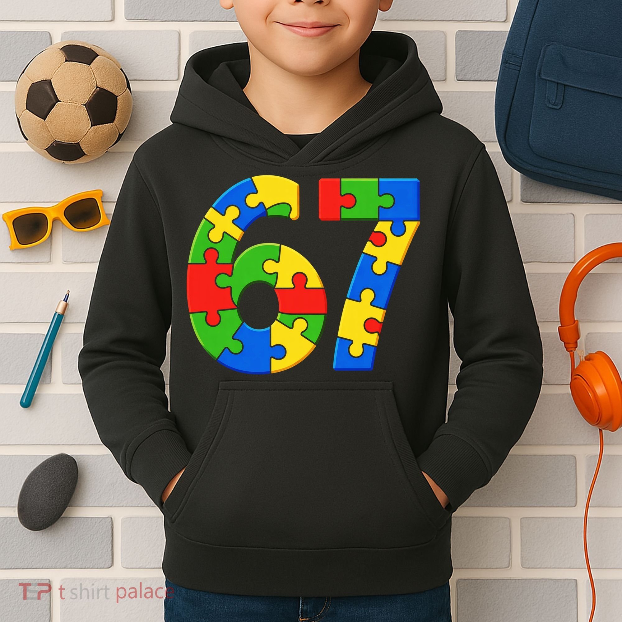 Autism 67 Puzzle 6-7 Meme Six Seven Kids Hoodie