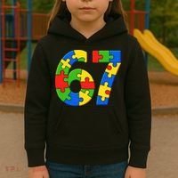 Autism 67 Puzzle 6-7 Meme Six Seven Kids Hoodie thumb 3