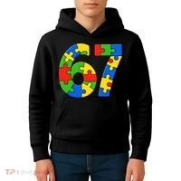 Autism 67 Puzzle 6-7 Meme Six Seven Kids Hoodie thumb 4
