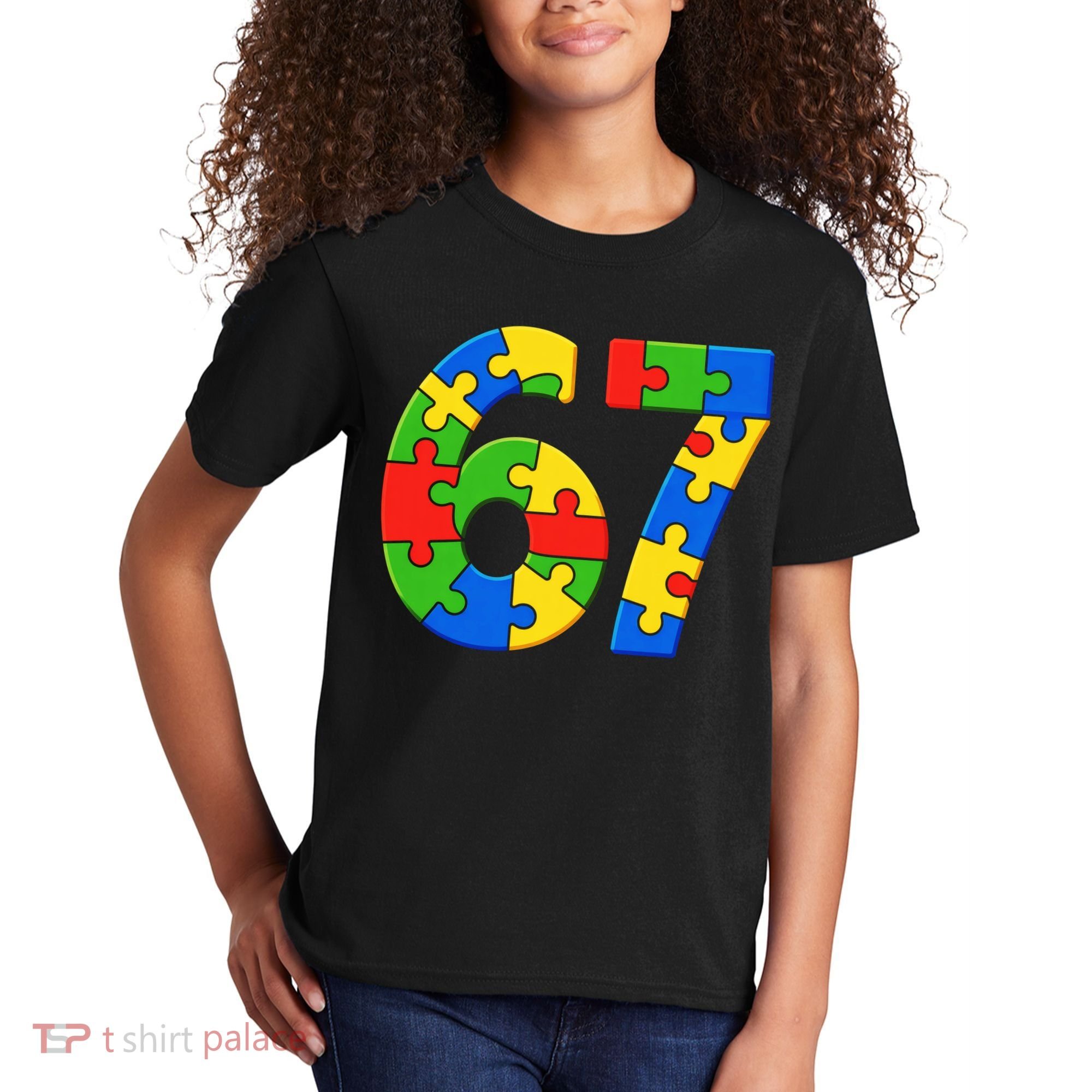 Autism 67 Puzzle 6-7 Meme Six Seven Kids T-Shirt