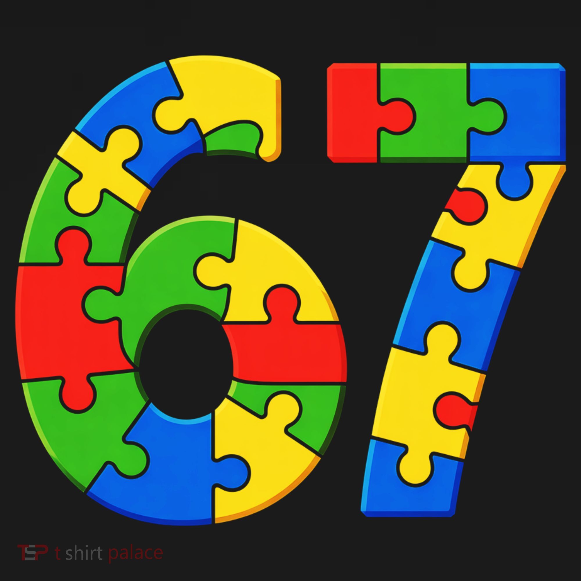 Autism 67 Puzzle 6-7 Meme Six Seven Kids T-Shirt