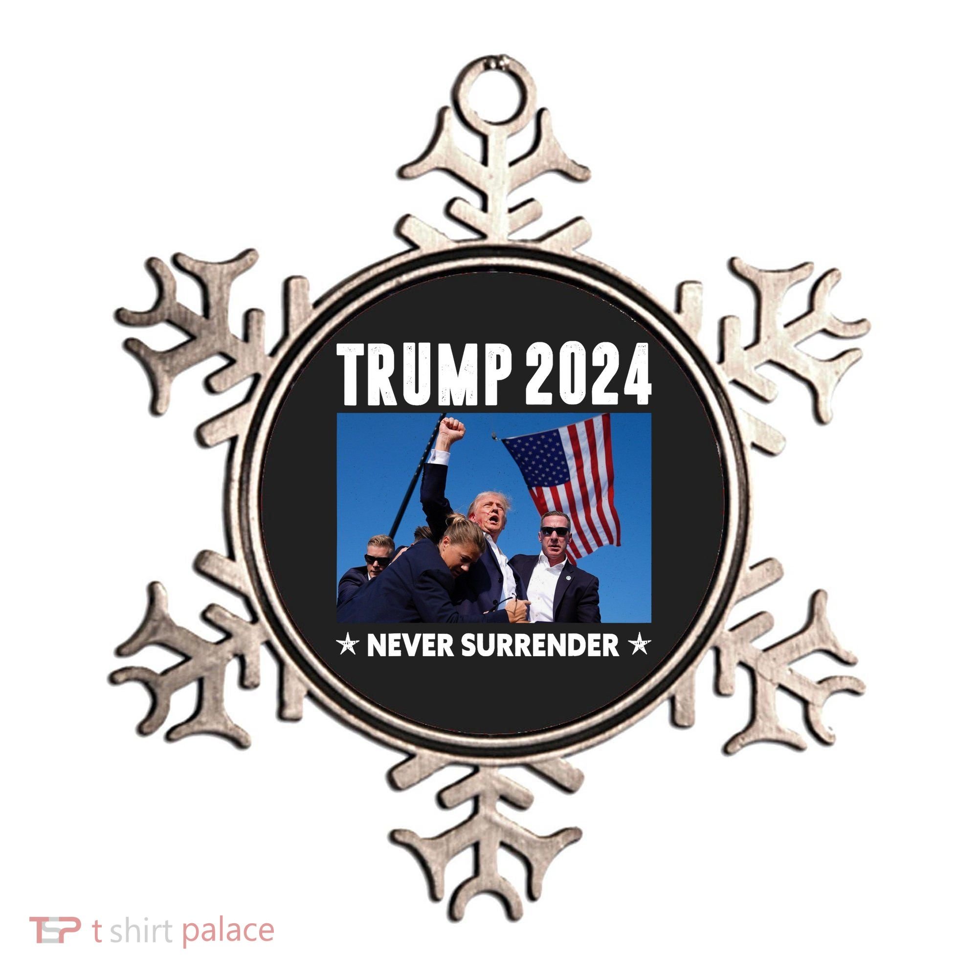 Assassination Attempt 2024 Never Surrender Trump Shot Ornament