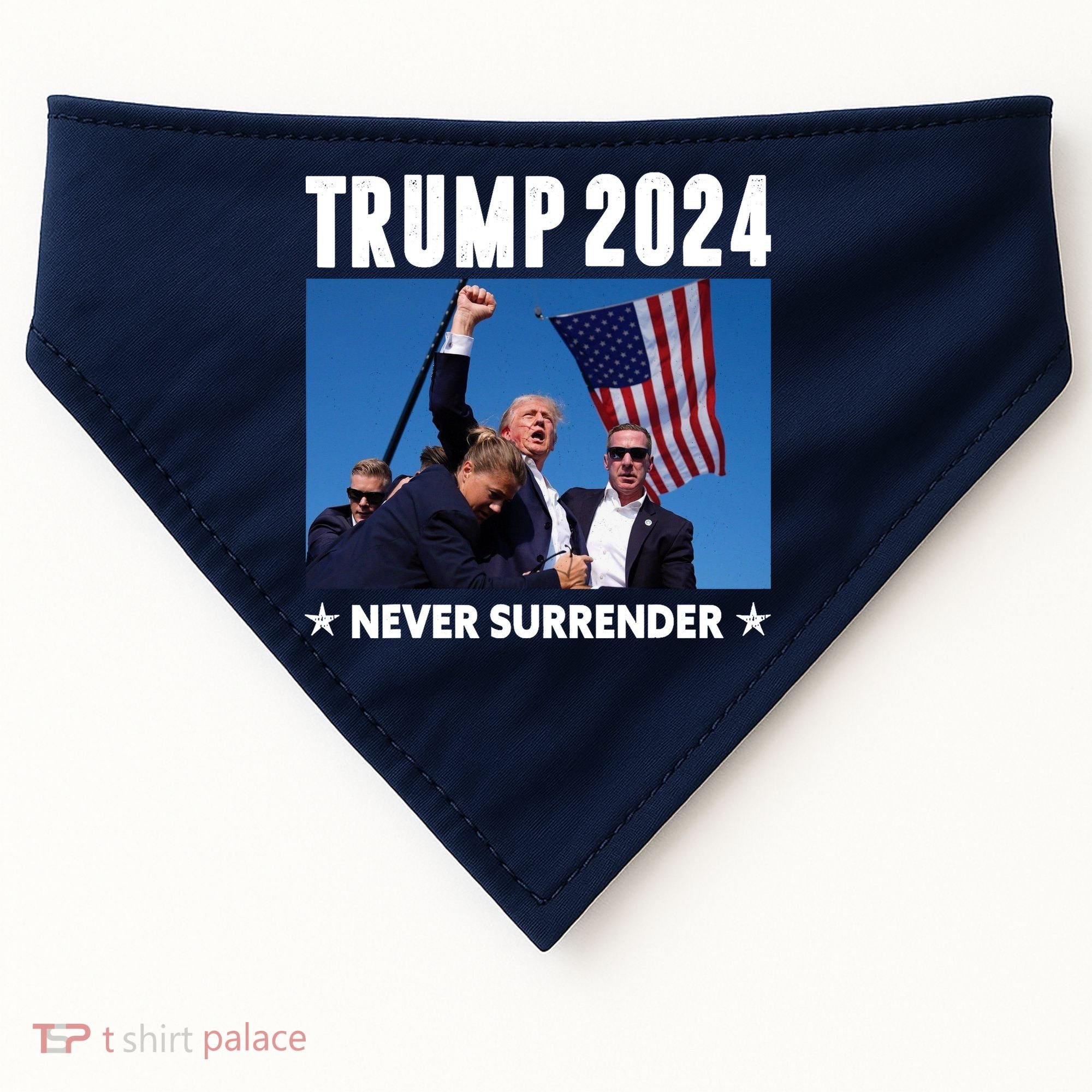 Assassination Attempt 2024 Never Surrender Trump Shot USA-Made Doggie Bandana