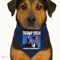 Assassination Attempt 2024 Never Surrender Trump Shot USA-Made Doggie Bandana thumb 1