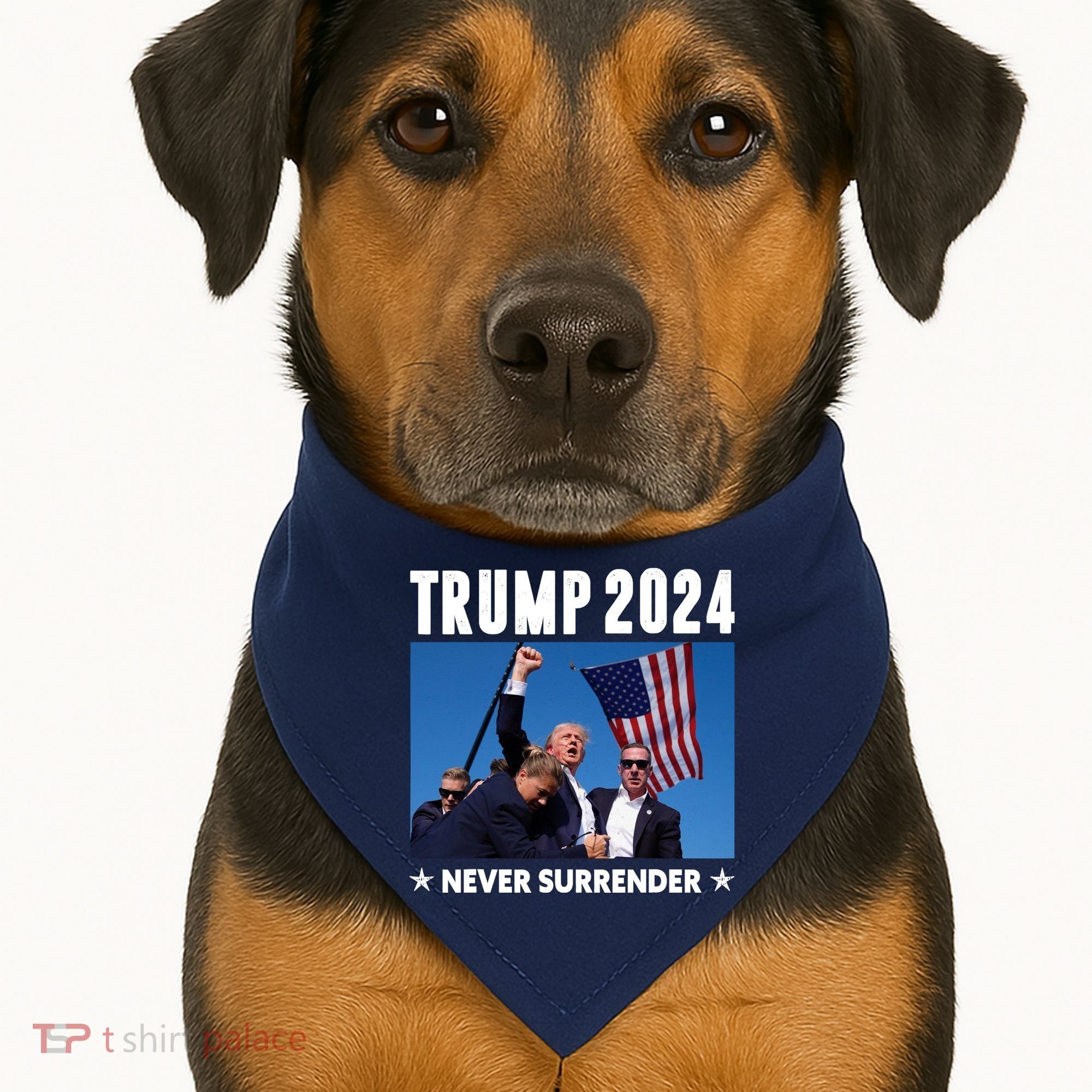 Assassination Attempt 2024 Never Surrender Trump Shot USA-Made Doggie Bandana