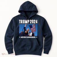 Assassination Attempt 2024 Never Surrender Trump Shot Hoodie thumb 0