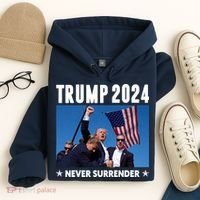 Assassination Attempt 2024 Never Surrender Trump Shot Hoodie thumb 4