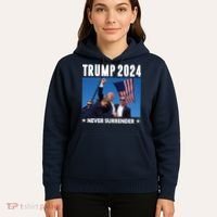 Assassination Attempt 2024 Never Surrender Trump Shot Hoodie thumb 5