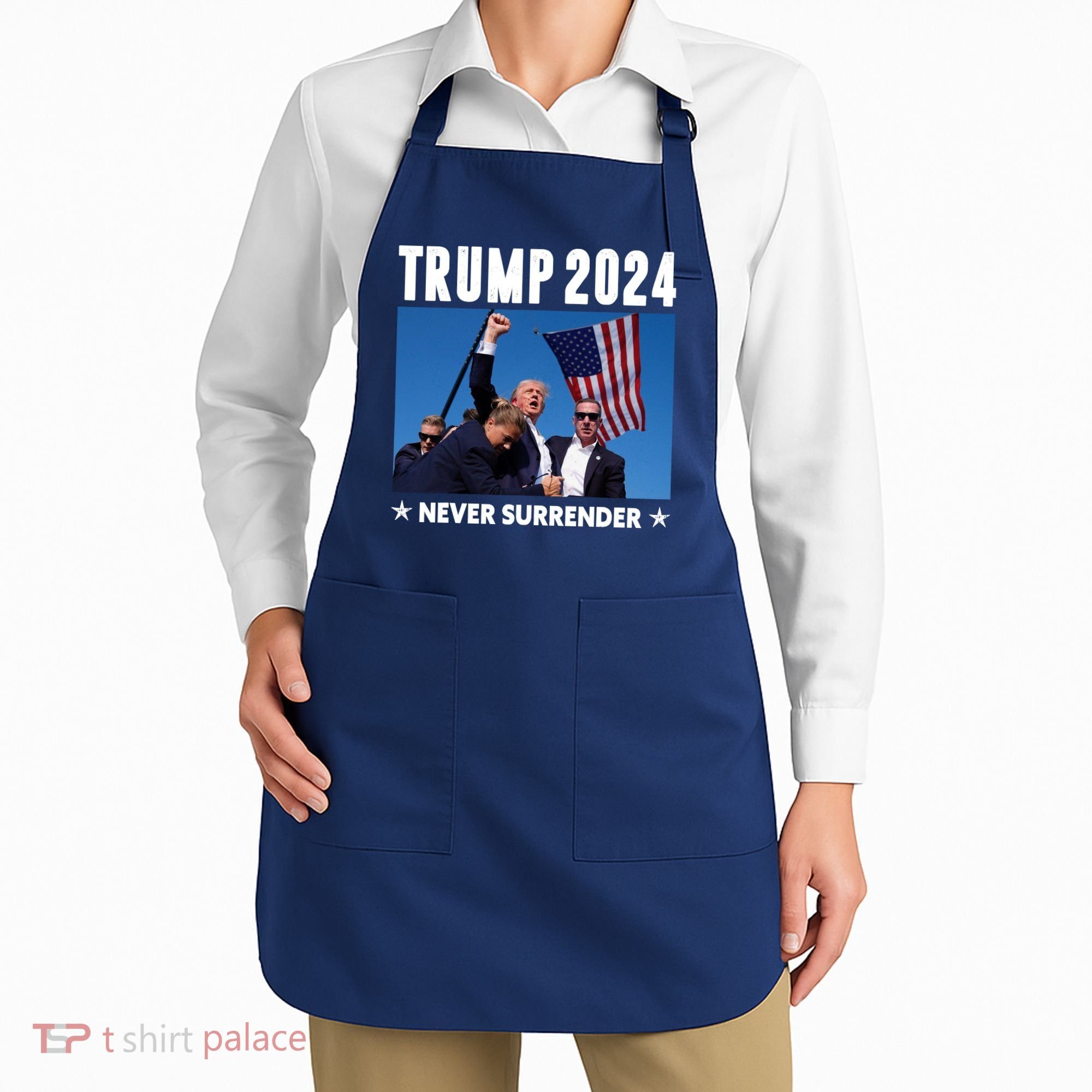Assassination Attempt 2024 Never Surrender Trump Shot Apron