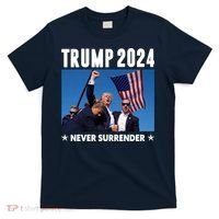 Assassination Attempt 2024 Never Surrender Trump Shot T-Shirt thumb 0