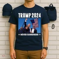 Assassination Attempt 2024 Never Surrender Trump Shot T-Shirt thumb 6