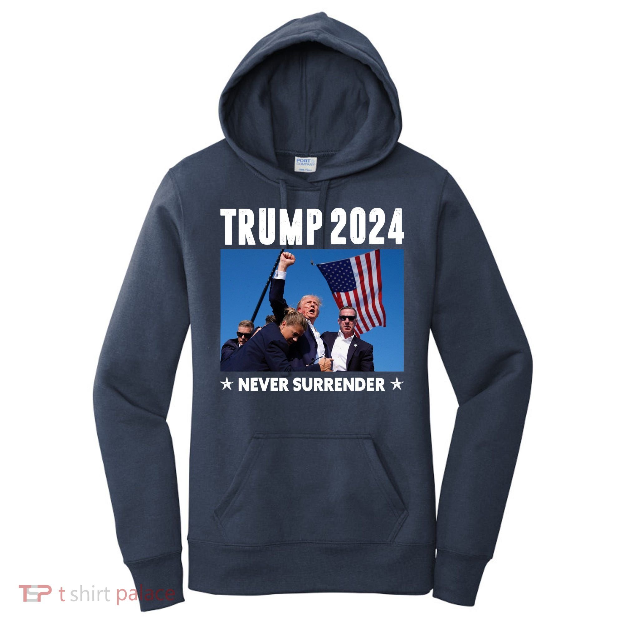Assassination Attempt 2024 Never Surrender Trump Shot Women's Hoodie