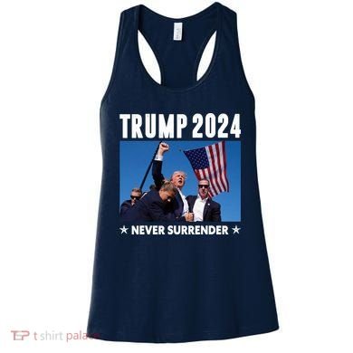 Assassination Attempt 2024 Never Surrender Trump Shot Women's Tank Top