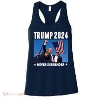 Assassination Attempt 2024 Never Surrender Trump Shot Women's Tank Top thumb 0