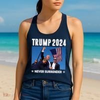 Assassination Attempt 2024 Never Surrender Trump Shot Women's Tank Top thumb 2