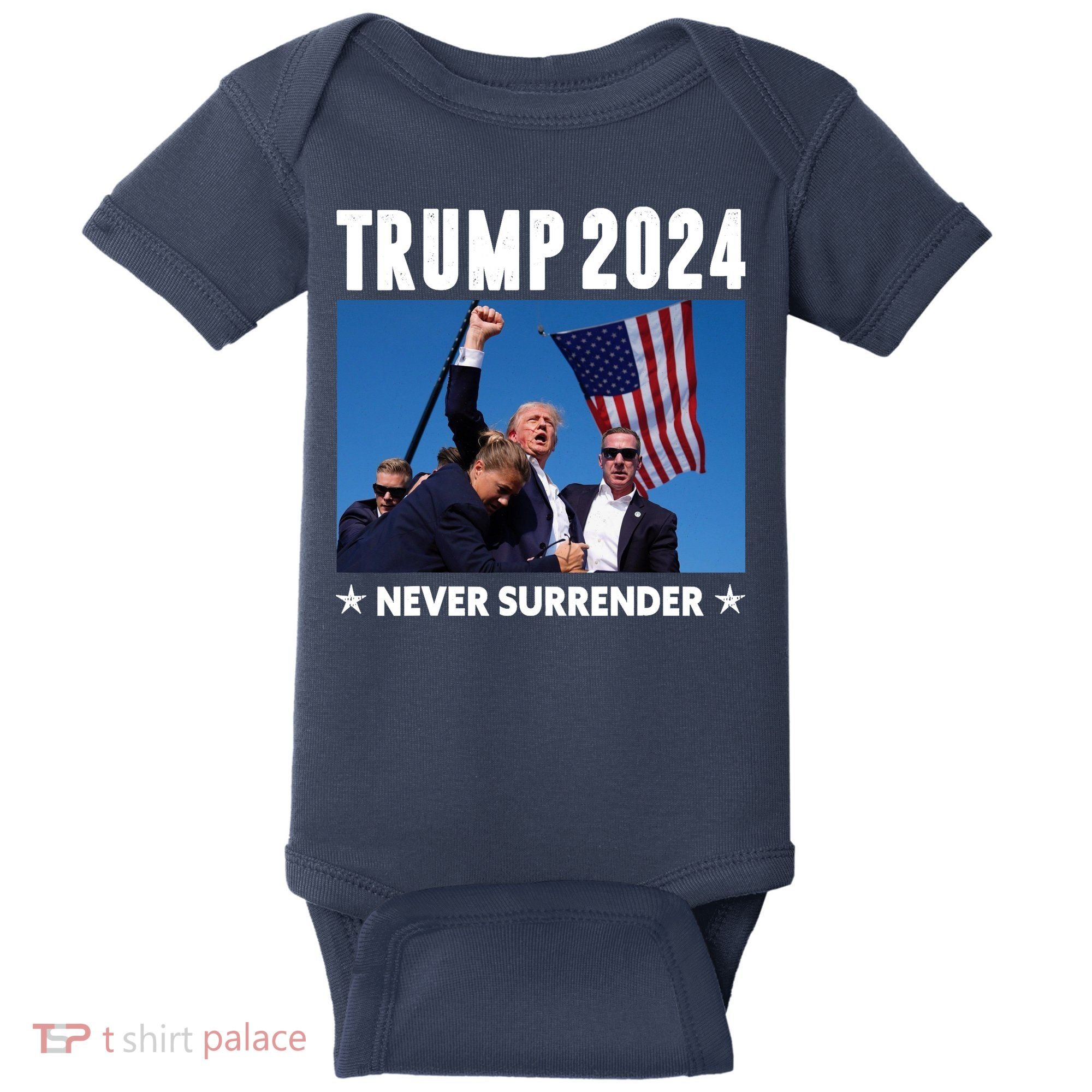 Assassination Attempt 2024 Never Surrender Trump Shot Baby Bodysuit