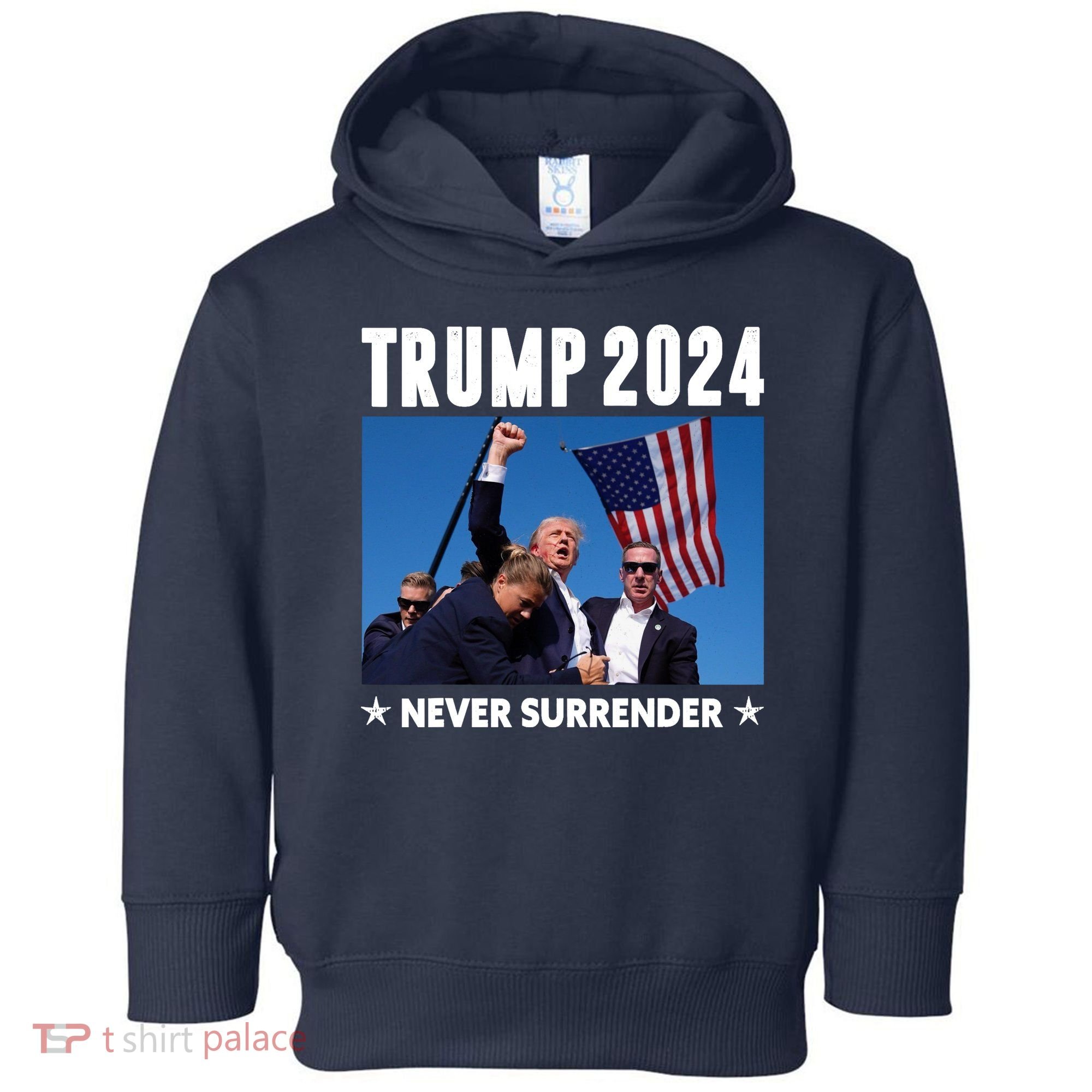 Assassination Attempt 2024 Never Surrender Trump Shot Toddler Hoodie