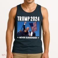 Assassination Attempt 2024 Never Surrender Trump Shot Tank Top thumb 3