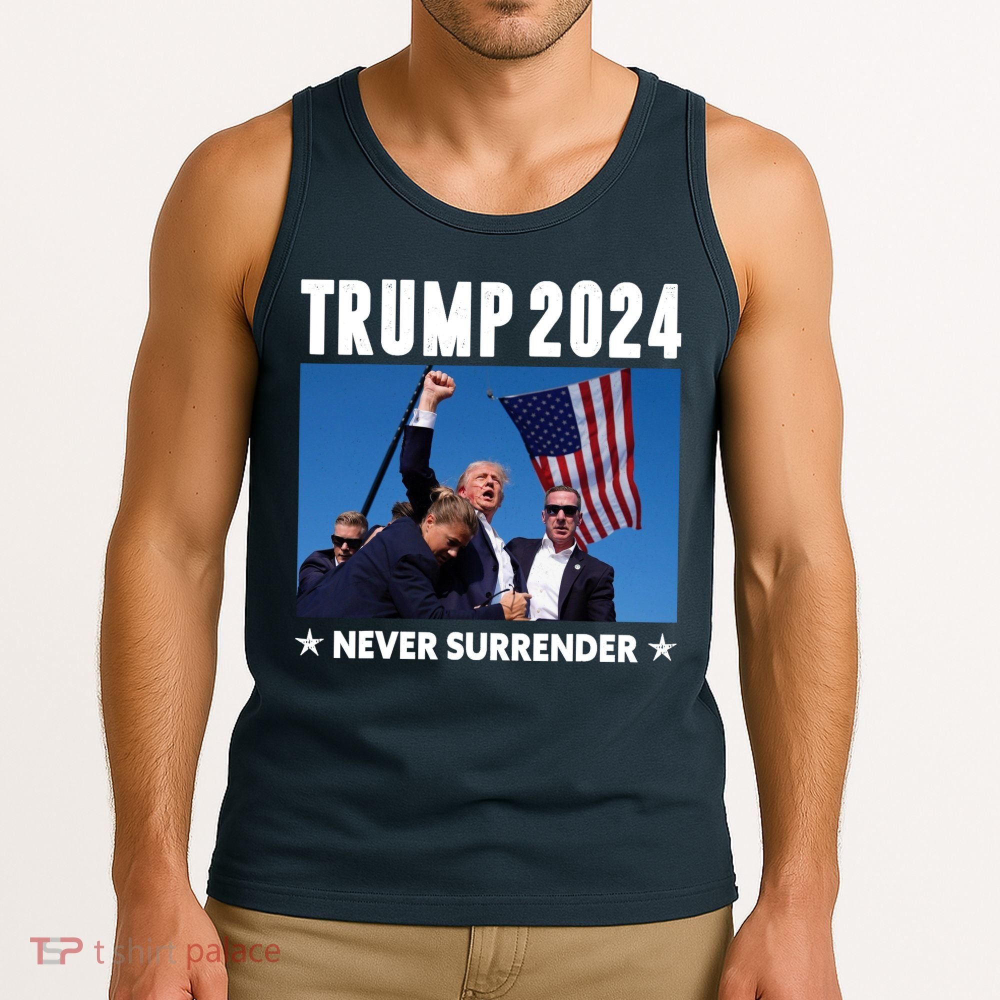 Assassination Attempt 2024 Never Surrender Trump Shot Tank Top