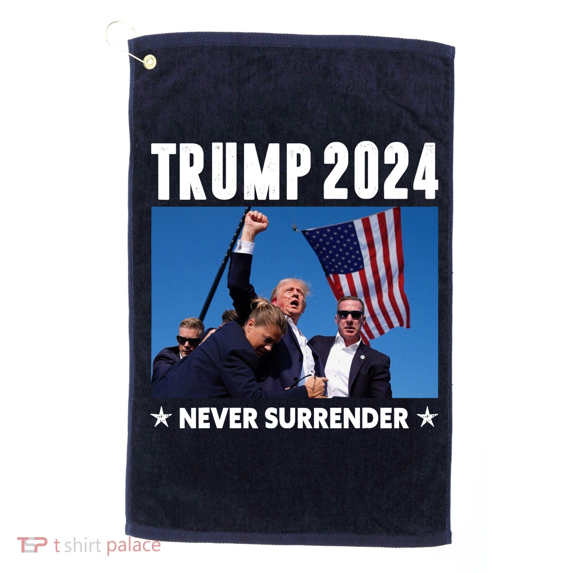 Assassination Attempt 2024 Never Surrender Trump Shot Golf Towel