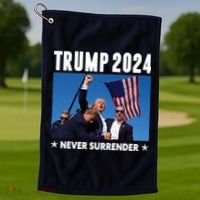 Assassination Attempt 2024 Never Surrender Trump Shot Golf Towel thumb 1