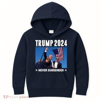 Assassination Attempt 2024 Never Surrender Trump Shot Kids Hoodie