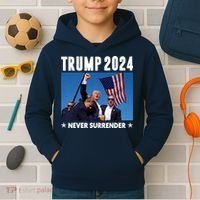 Assassination Attempt 2024 Never Surrender Trump Shot Kids Hoodie thumb 2