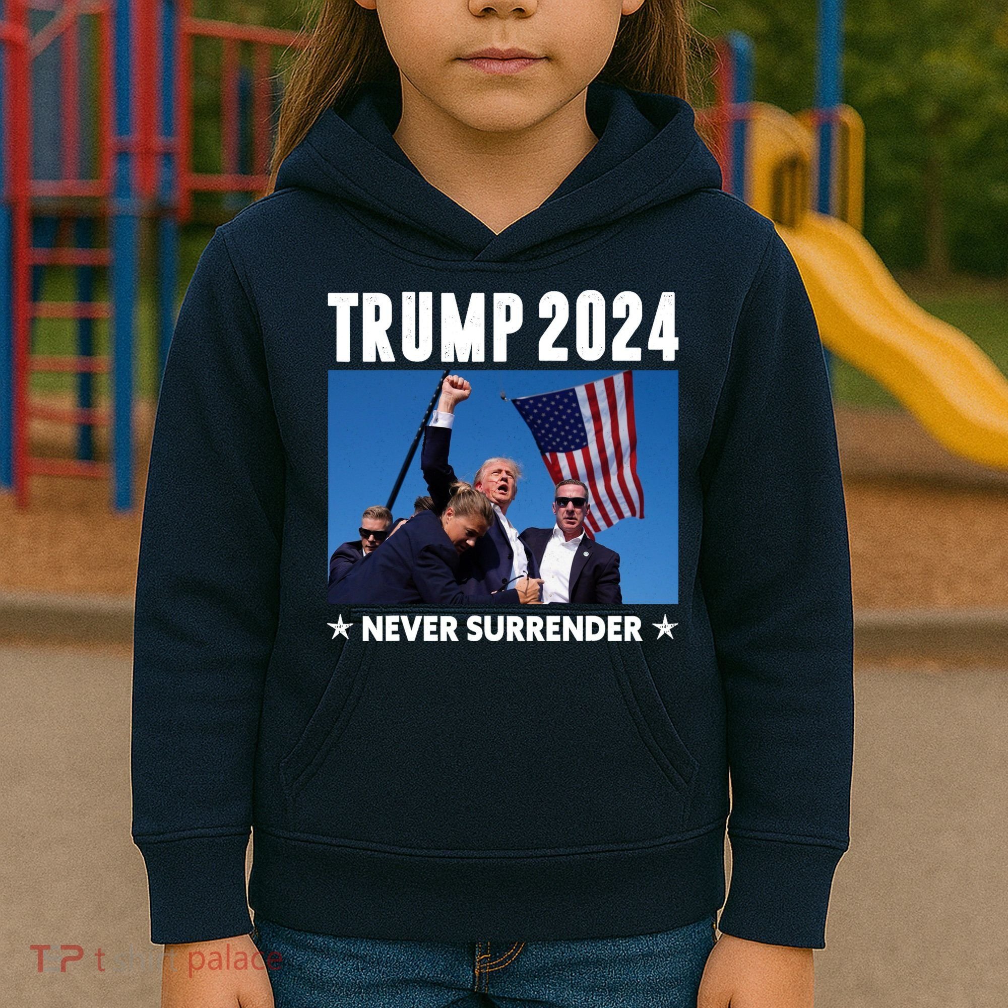 Assassination Attempt 2024 Never Surrender Trump Shot Kids Hoodie