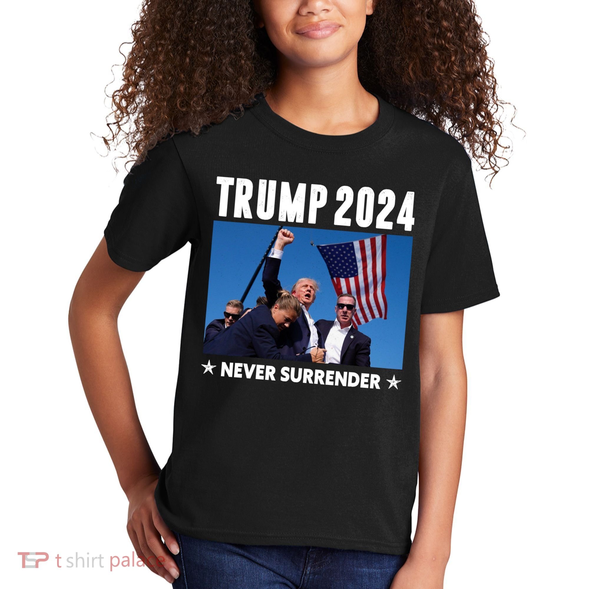 Assassination Attempt 2024 Never Surrender Trump Shot Kids T-Shirt