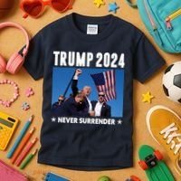 Assassination Attempt 2024 Never Surrender Trump Shot Kids T-Shirt thumb 3