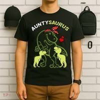 Auntysaurus Aunty 2 Dinosaur Aunt & Uncles Day T-Shirt thumb 6