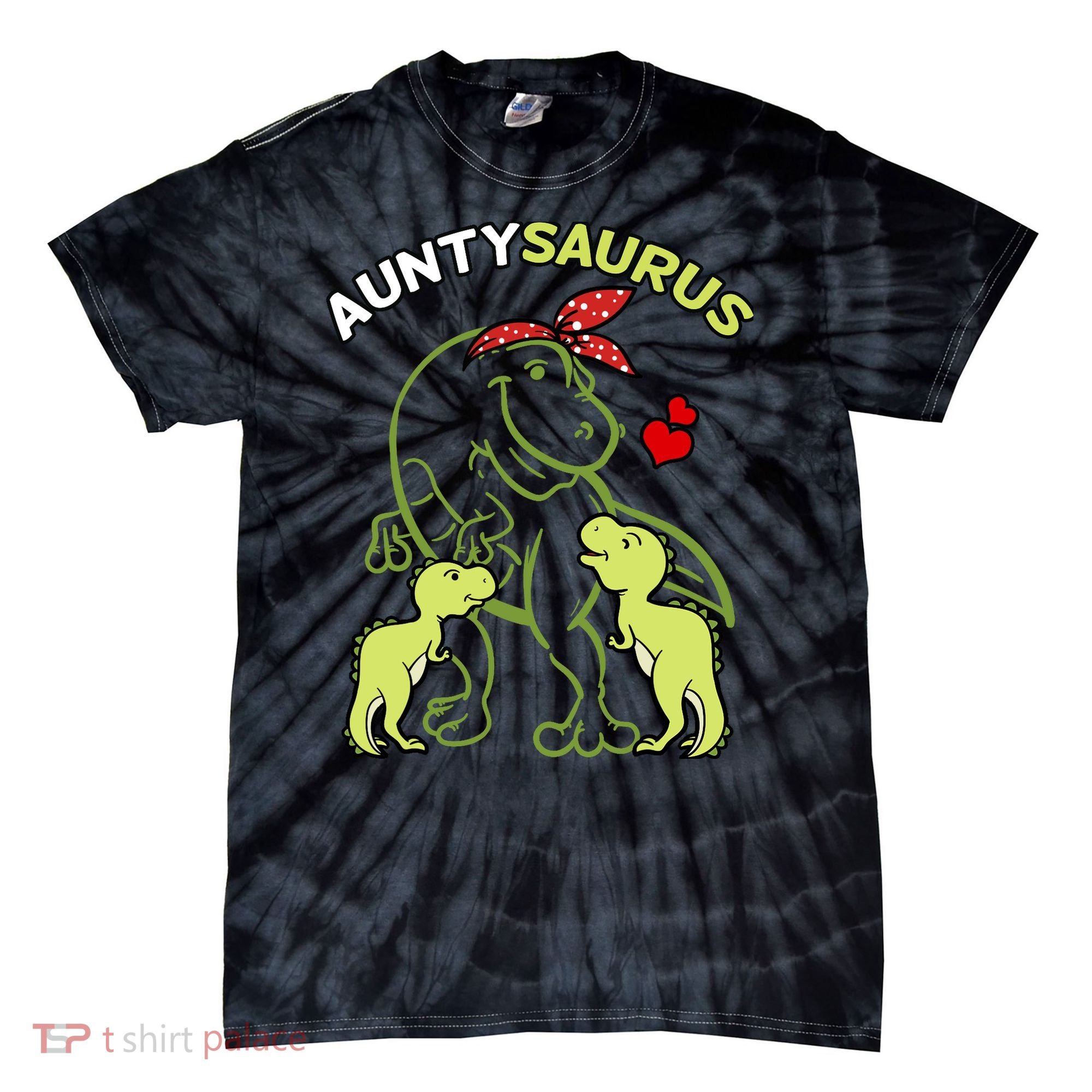 Auntysaurus Aunty 2 Dinosaur Aunt & Uncles Day Tie-Dye T-Shirt