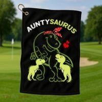 Auntysaurus Aunty 2 Dinosaur Aunt & Uncles Day Golf Towel thumb 1