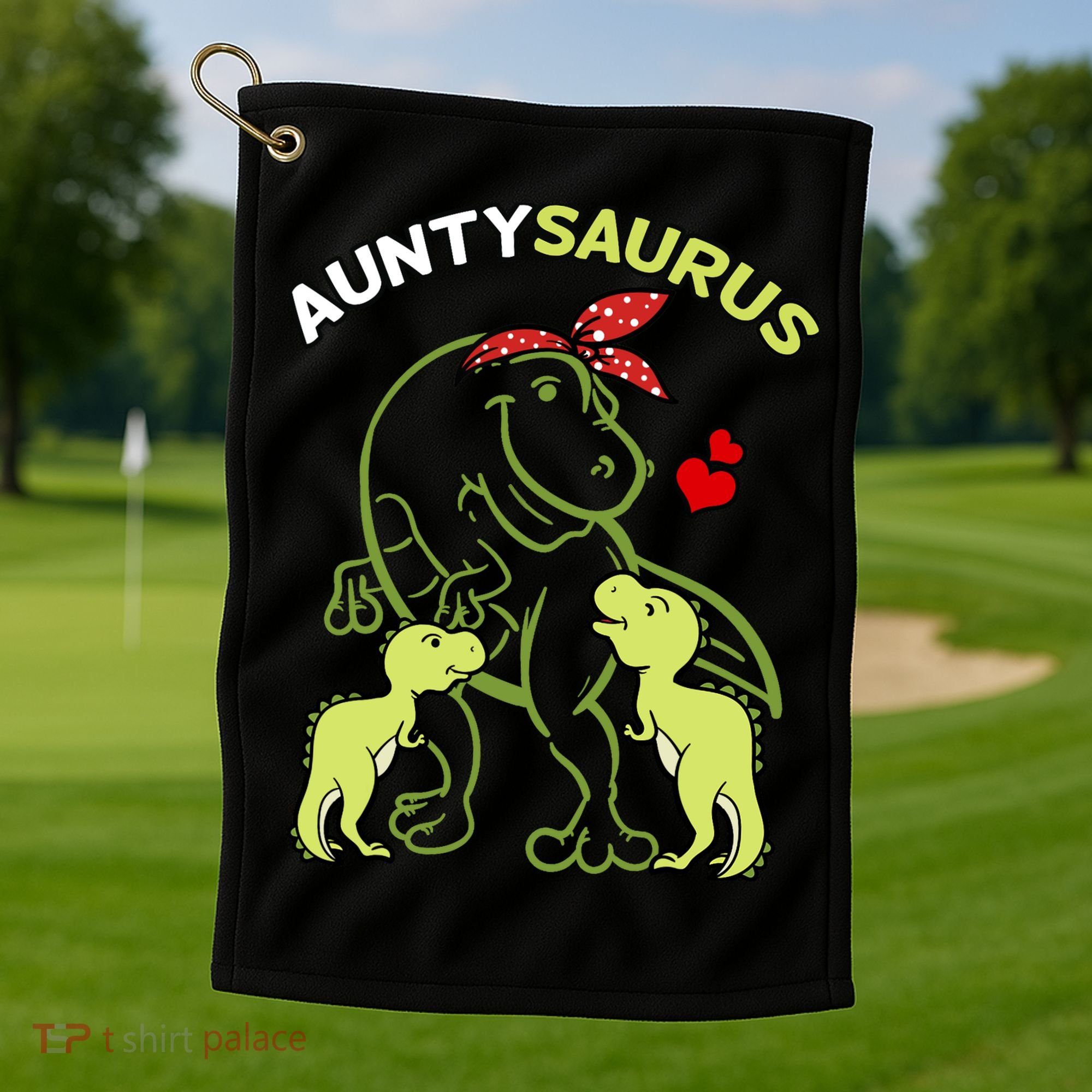 Auntysaurus Aunty 2 Dinosaur Aunt & Uncles Day Golf Towel