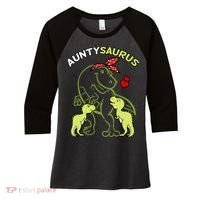 Auntysaurus Aunty 2 Dinosaur Aunt & Uncles Day Women's Tri-Blend 3/4-Sleeve Raglan Shirt thumb 0