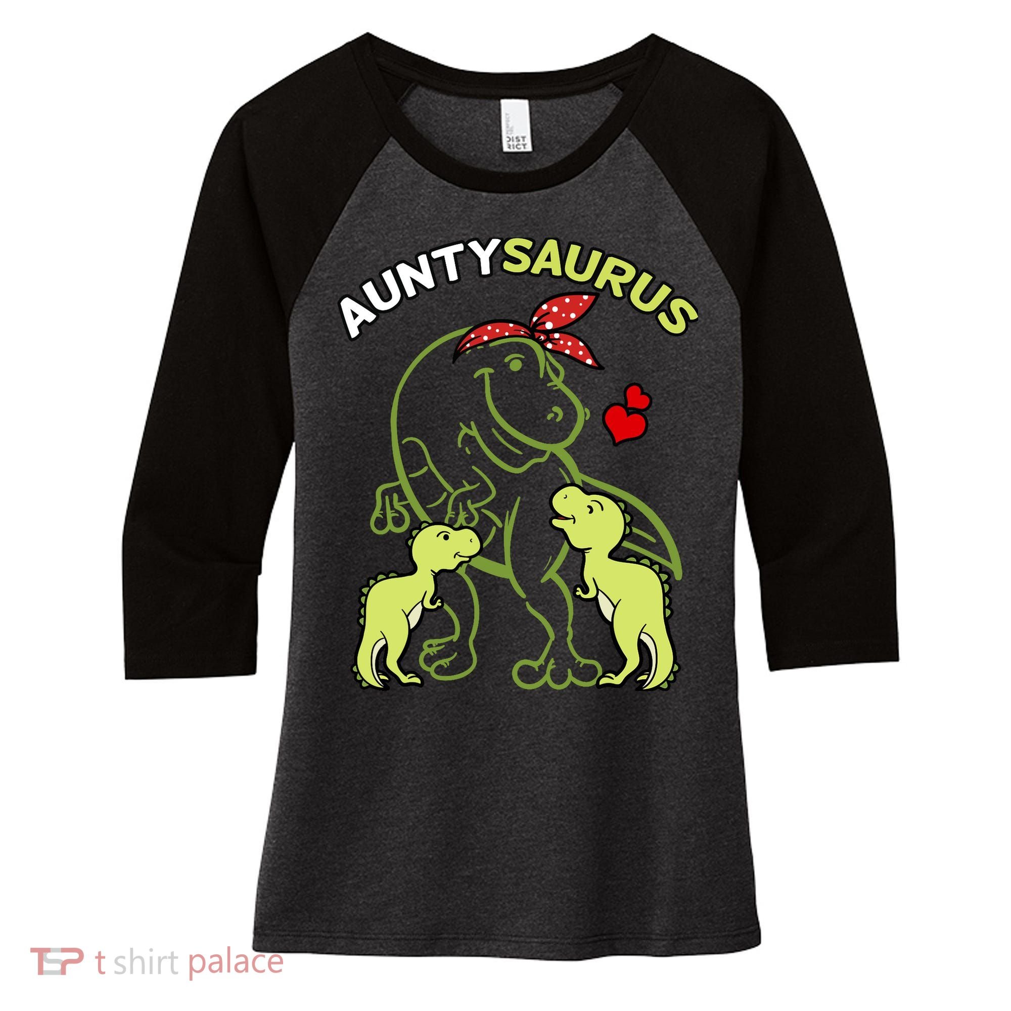 Auntysaurus Aunty 2 Dinosaur Aunt & Uncles Day Women's Tri-Blend 3/4-Sleeve Raglan Shirt