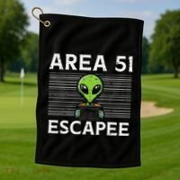 Alien Area 51 Escapee Funny Costume Ufo Golf Towel thumb 1