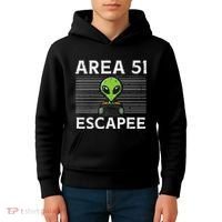 Alien Area 51 Escapee Funny Costume Ufo Kids Hoodie thumb 4