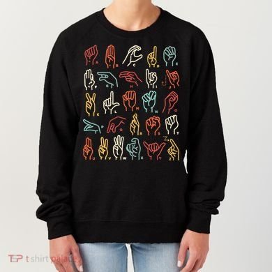 Asl Abc American Sign Language Alphabet Retro Deaf Awareness Women's Sweatshirt