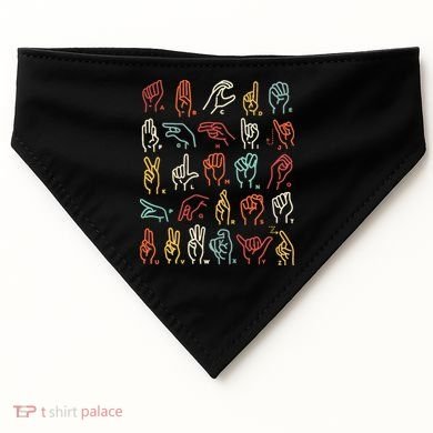 Asl Abc American Sign Language Alphabet Retro Deaf Awareness USA-Made Doggie Bandana