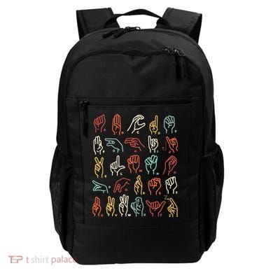 Asl Abc American Sign Language Alphabet Retro Deaf Awareness Backpack
