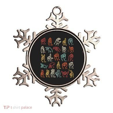 Asl Abc American Sign Language Alphabet Retro Deaf Awareness Ornament