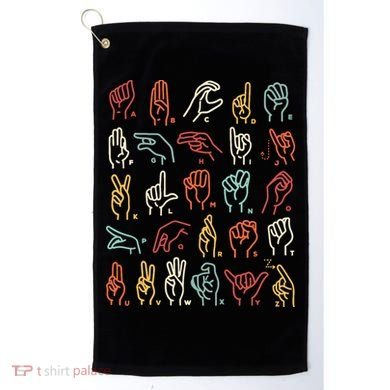 Asl Abc American Sign Language Alphabet Retro Deaf Awareness Golf Towel